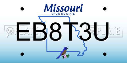 EB8T3U Missouri License Plate