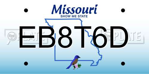 EB8T6D Missouri License Plate