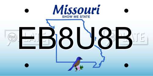 EB8U8B Missouri License Plate