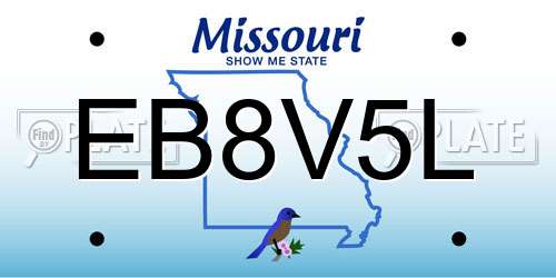 EB8V5L Missouri License Plate