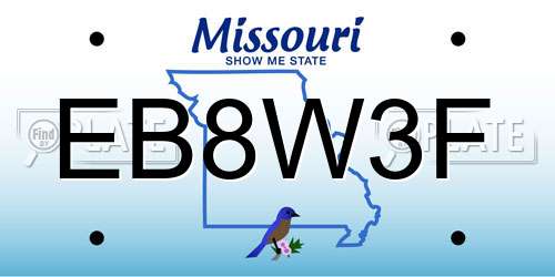 EB8W3F Missouri License Plate