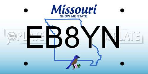 EB8YN Missouri License Plate