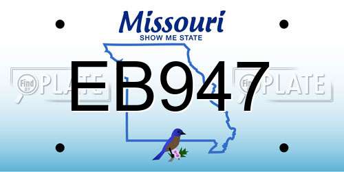 EB947 Missouri License Plate