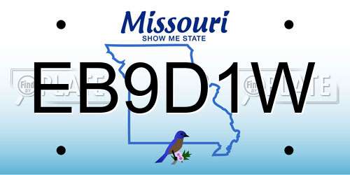 EB9D1W Missouri License Plate