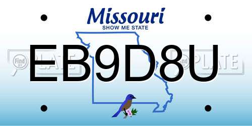 EB9D8U Missouri License Plate
