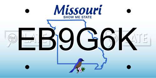 EB9G6K Missouri License Plate