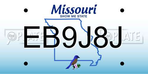 EB9J8J Missouri License Plate