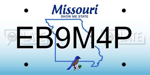 EB9M4P Missouri License Plate
