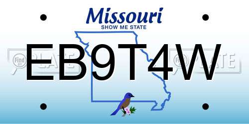 EB9T4W Missouri License Plate