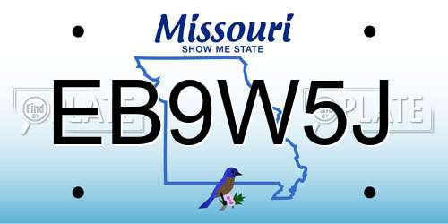 EB9W5J Missouri License Plate