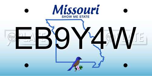 EB9Y4W Missouri License Plate