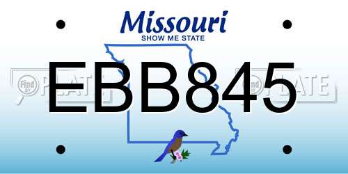 EBB845 Missouri License Plate