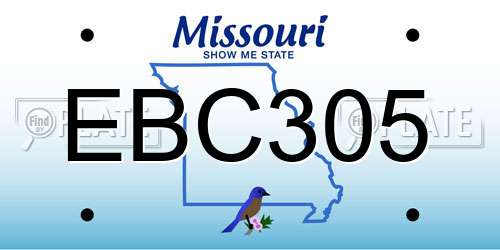 EBC305 Missouri License Plate