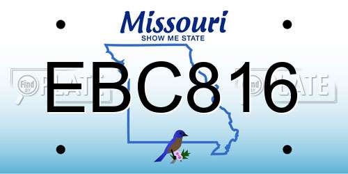 EBC816 Missouri License Plate