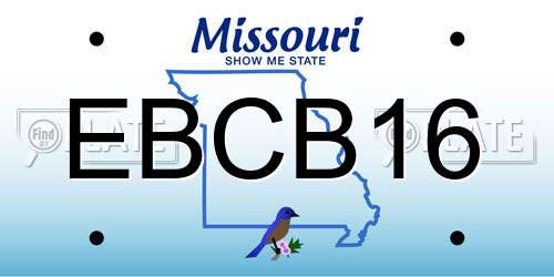 EBCB16 Missouri License Plate