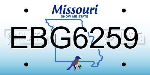 EBG6259 Missouri License Plate