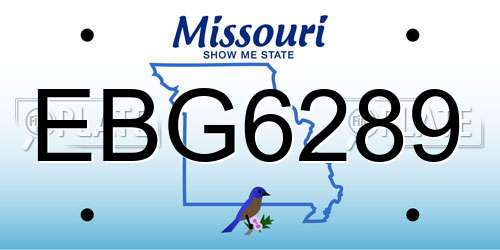 EBG6289 Missouri License Plate