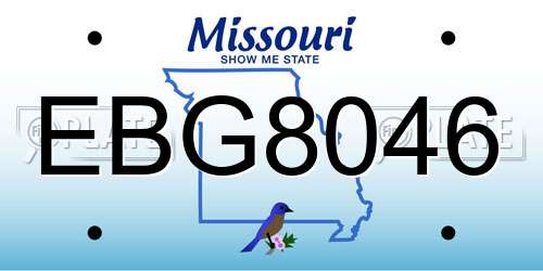 EBG8046 Missouri License Plate
