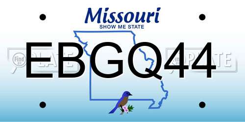 EBGQ44 Missouri License Plate