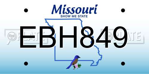 EBH849 Missouri License Plate