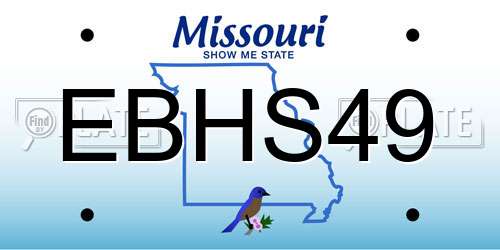 EBHS49 Missouri License Plate