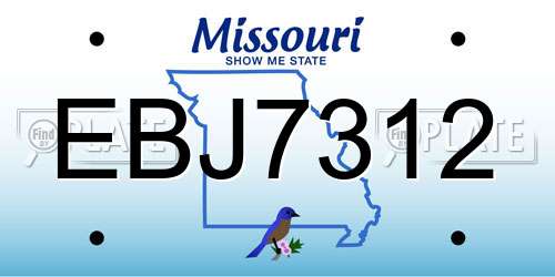 EBJ7312 Missouri License Plate