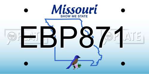 EBP871 Missouri License Plate
