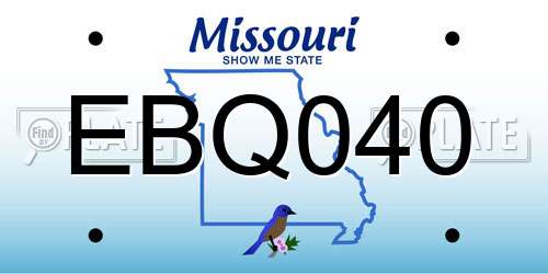 EBQ040 Missouri License Plate