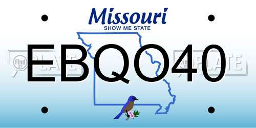 EBQO40 Missouri License Plate