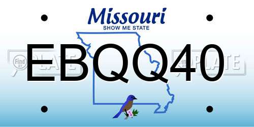 EBQQ40 Missouri License Plate