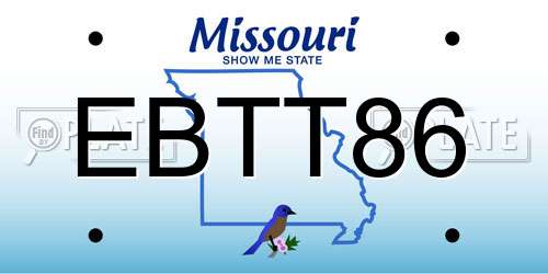 EBTT86 Missouri License Plate