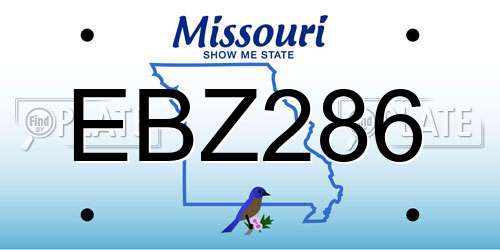 EBZ286 Missouri License Plate