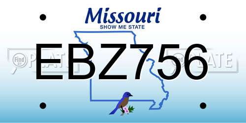 EBZ756 Missouri License Plate