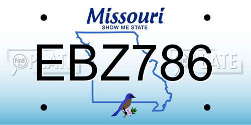 EBZ786 Missouri License Plate