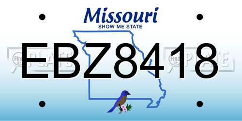EBZ8418 Missouri License Plate
