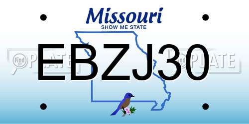 EBZJ30 Missouri License Plate
