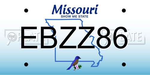 EBZZ86 Missouri License Plate