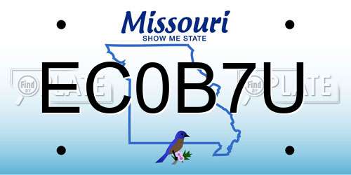 EC0B7U Missouri License Plate