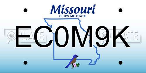 EC0M9K Missouri License Plate