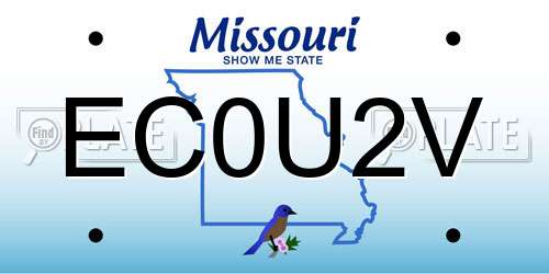 EC0U2V Missouri License Plate
