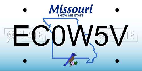 EC0W5V Missouri License Plate