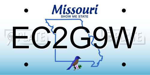 EC2G9W Missouri License Plate