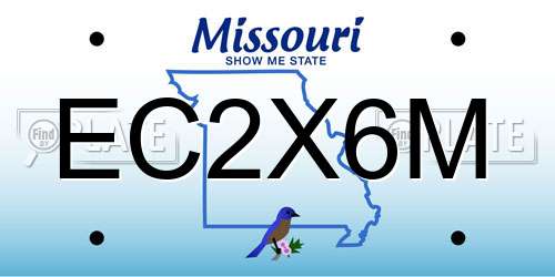 EC2X6M Missouri License Plate