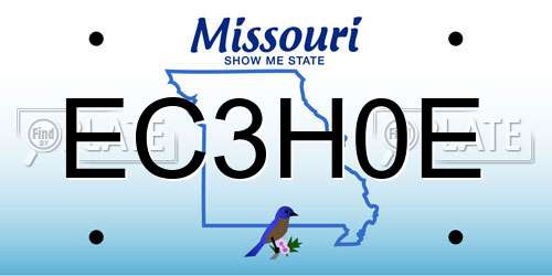 EC3H0E Missouri License Plate