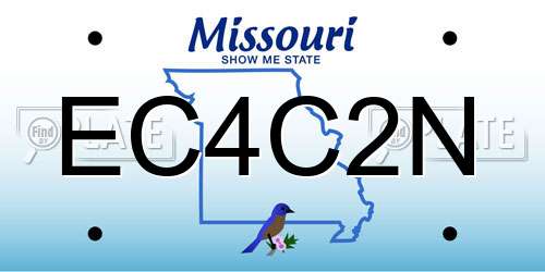 EC4C2N Missouri License Plate