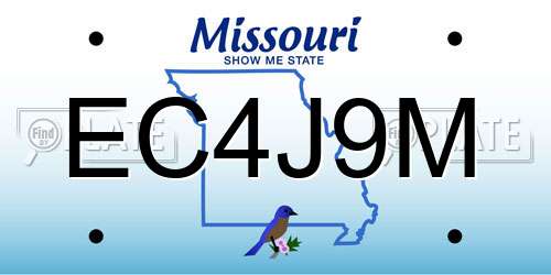 EC4J9M Missouri License Plate