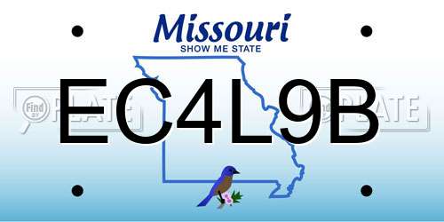 EC4L9B Missouri License Plate