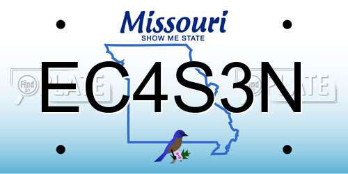 EC4S3N Missouri License Plate