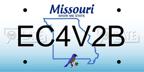 EC4V2B Missouri License Plate