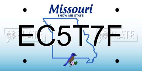 EC5T7F Missouri License Plate